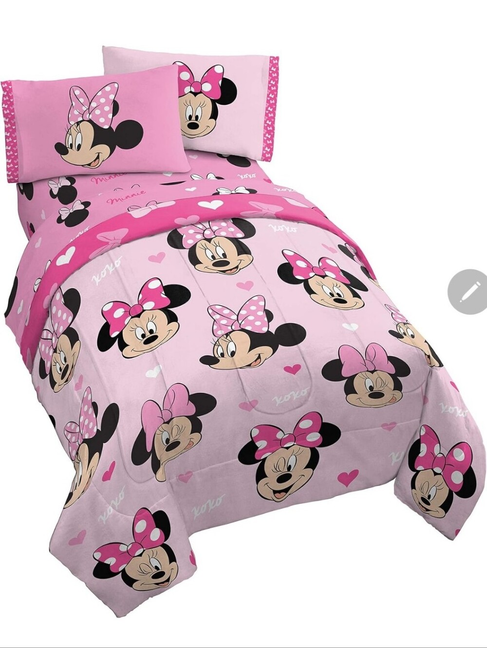 Disney Pink Minnie Mouse Twin Comforter Set with Bows